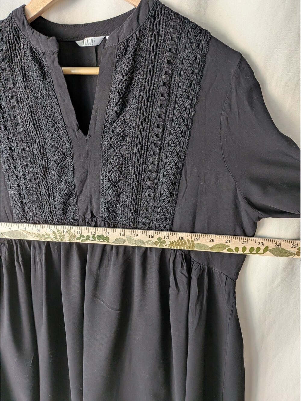 black embroidered peasant blouse top oe mini dress - Picture 5 of 6